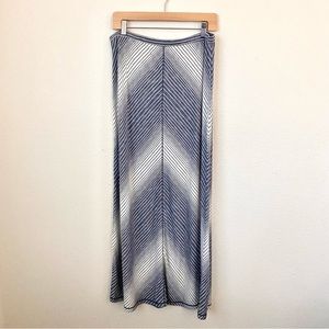 Max Studio Blue and White Striped Chevron Maxi Skirt